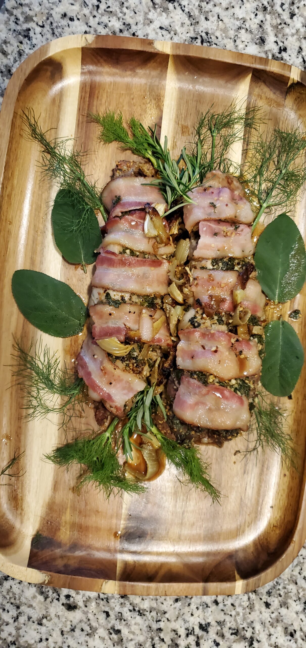 Garlic,  Herb,  Bacon Roasted Pork Tenderloin